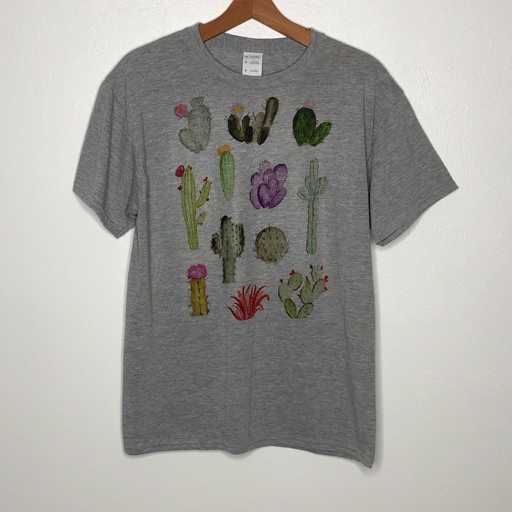Succulent TShirt Gray Floral Design Plants